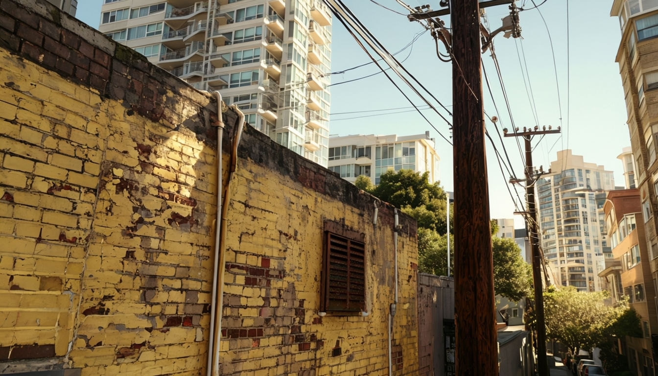 San Francisco Urban Alleyway with Vintage Brick and Modern Buildings Virtual Background