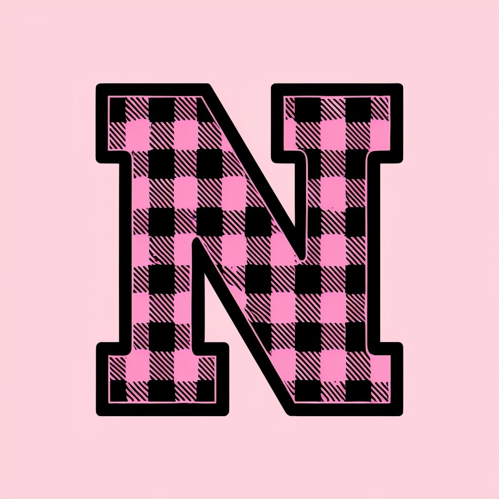 Bold Buffalo Checkered Letter N Design Sticker