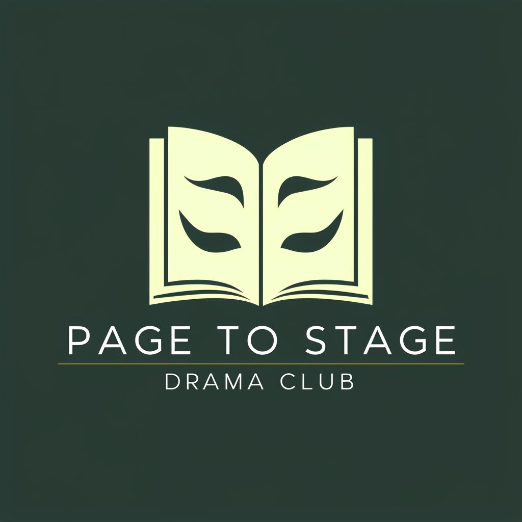 Stylized Open Book Theater Mask Logo for Drama Club