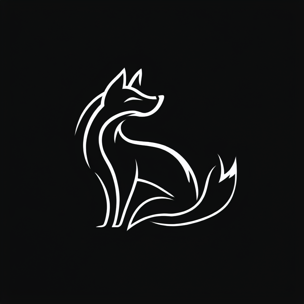 Modern Black White Minimalist Fox Logo