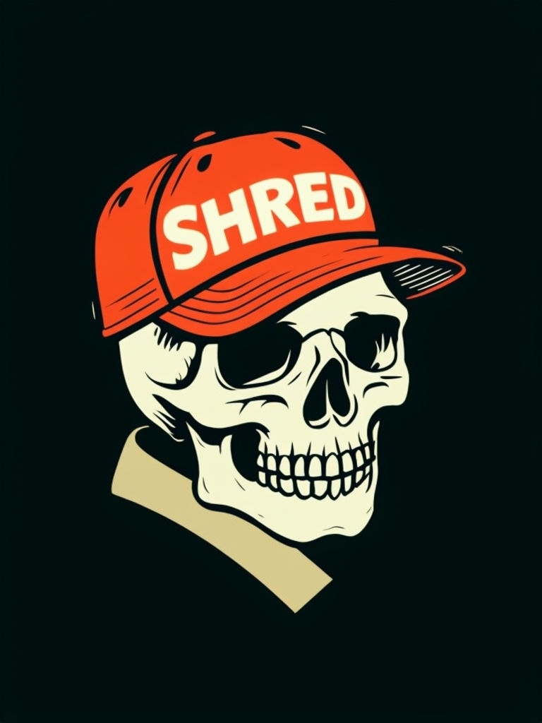 Stylized Skull with Shred Cap Bold Graphic Sticker