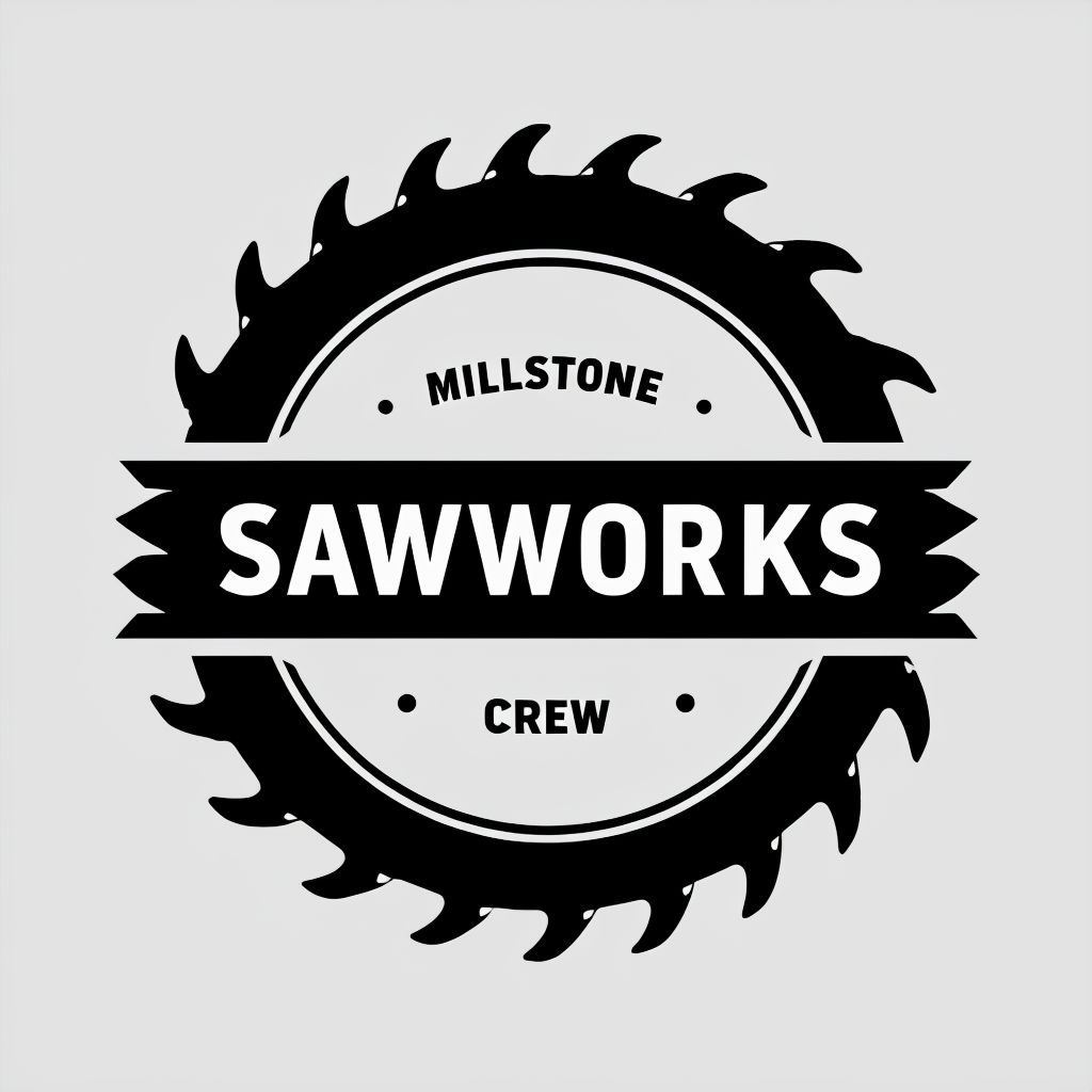 Minimalist Black Circular Buzzsaw Blade Millstone Logo