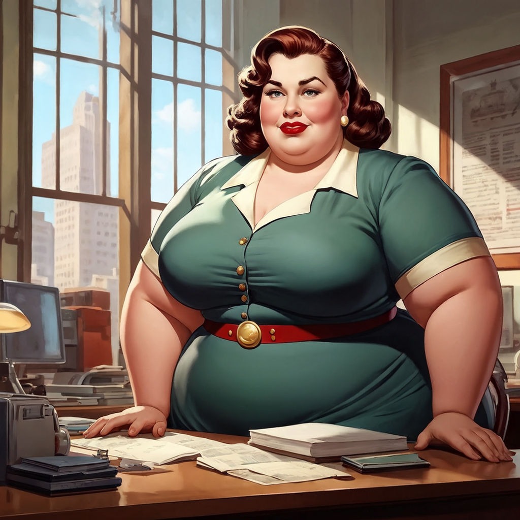 Middle age fat woman character