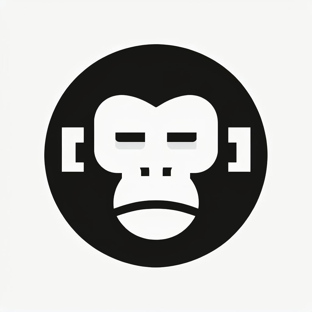 Minimalist Geometric Monkey Face Logo Design on White Background Logo