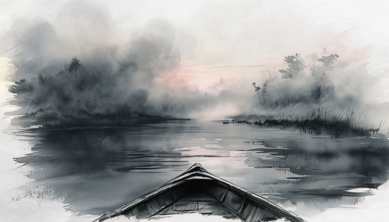 Mystical Dawn River Delta View Virtual Background Design