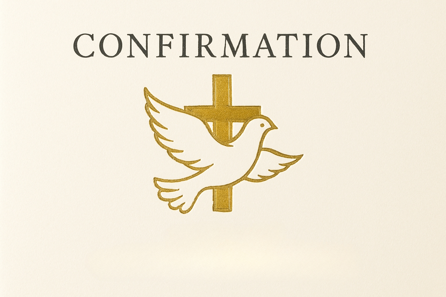 Elegant Confirmation Certificate with Dove and Cross Design Card