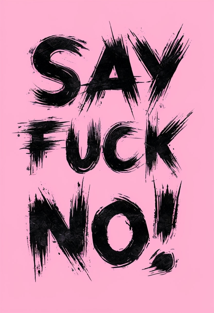 Bold Say Fuck No Graphic Design on Light Pink Background Poster