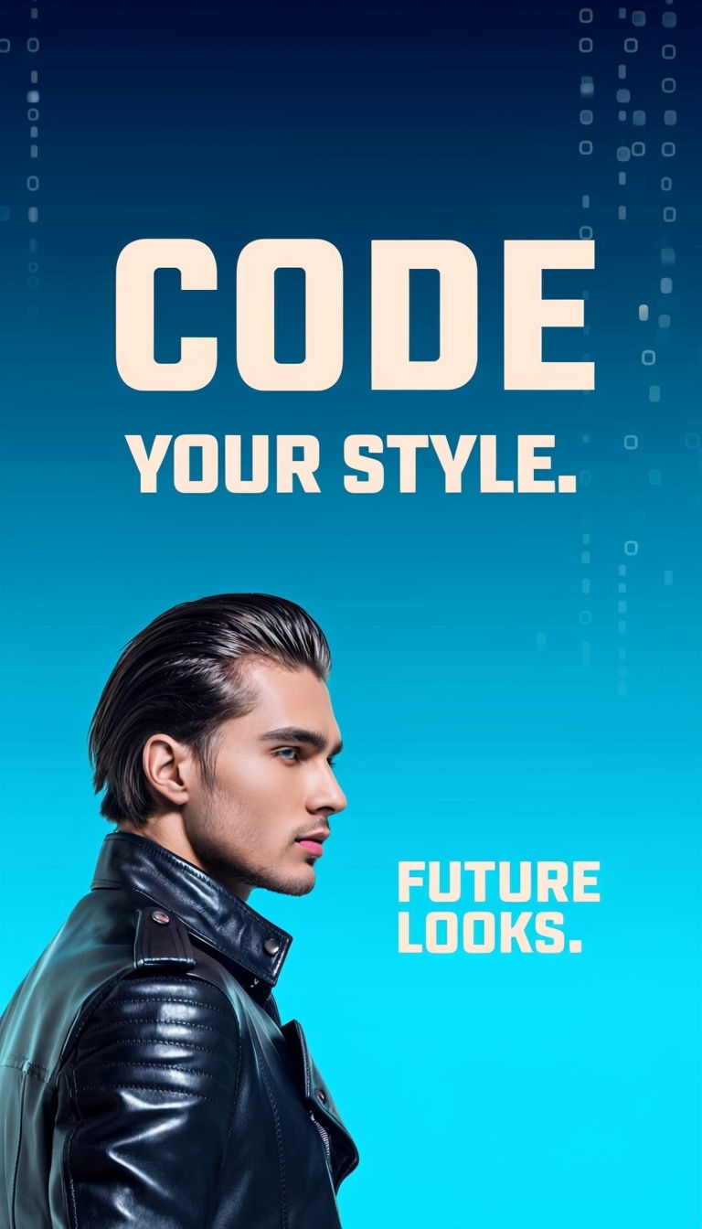 Stylish Men's Fashion Advertisement with Catchy Code Your Style Message Ads