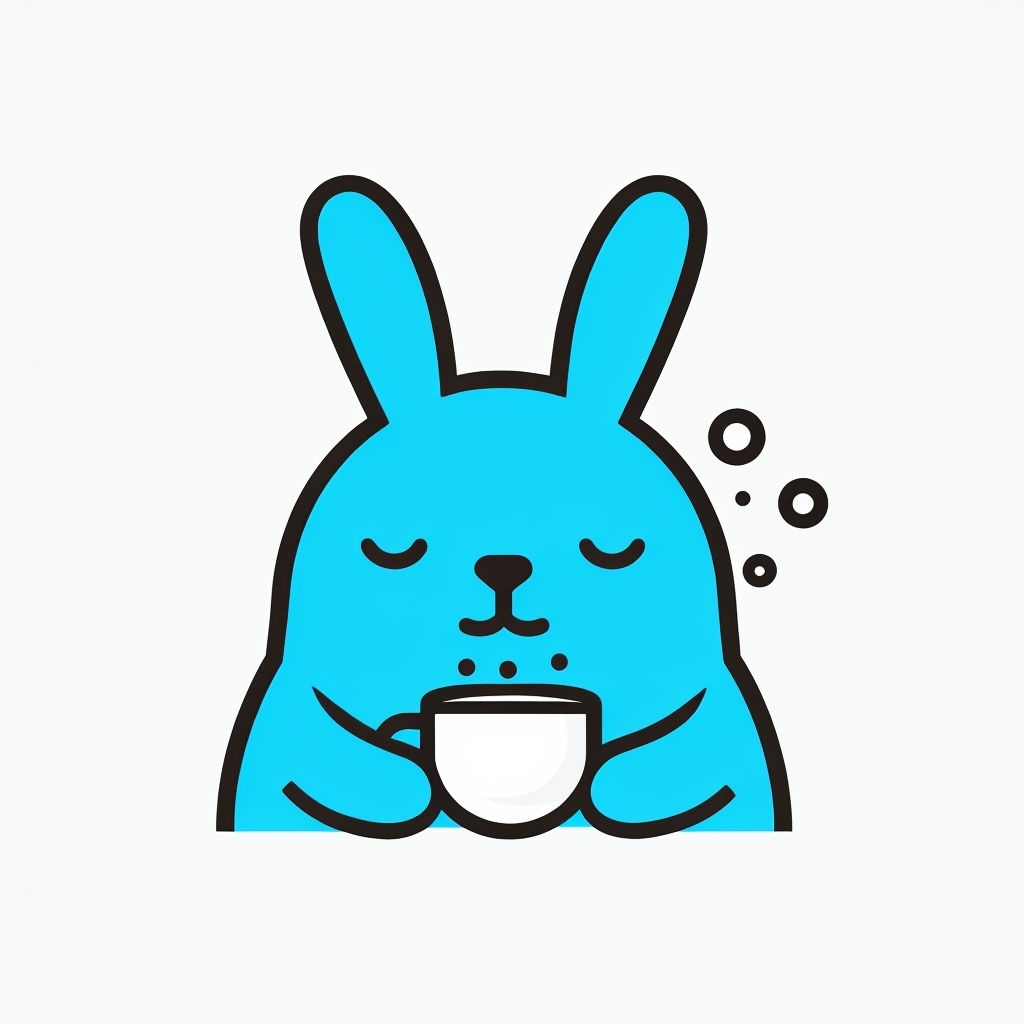 Minimalist Light Blue Bunny Holding Coffee Cup Illustration Mug
