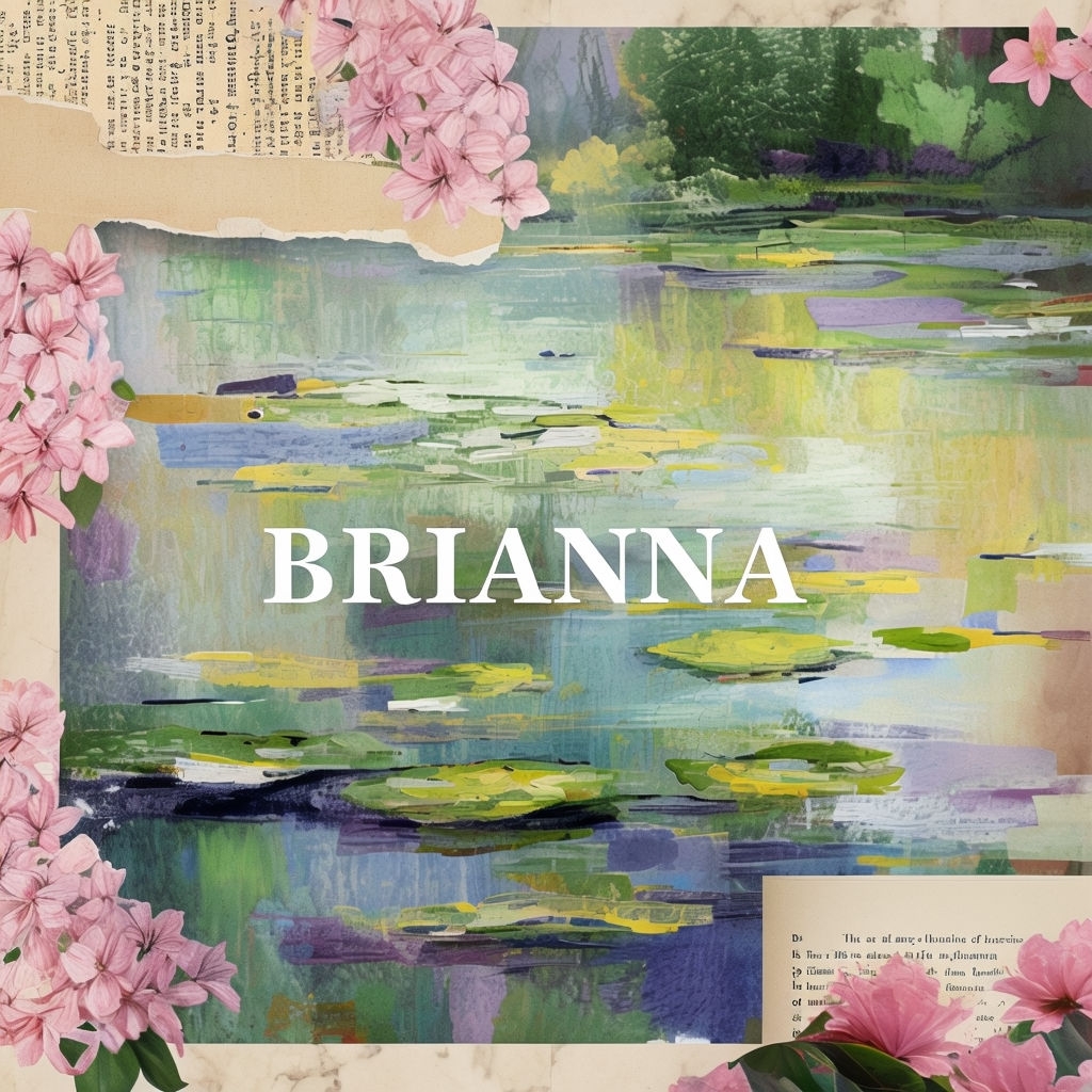 Impressionistic Pond with Lily Pads and Vintage Text Album Cover
