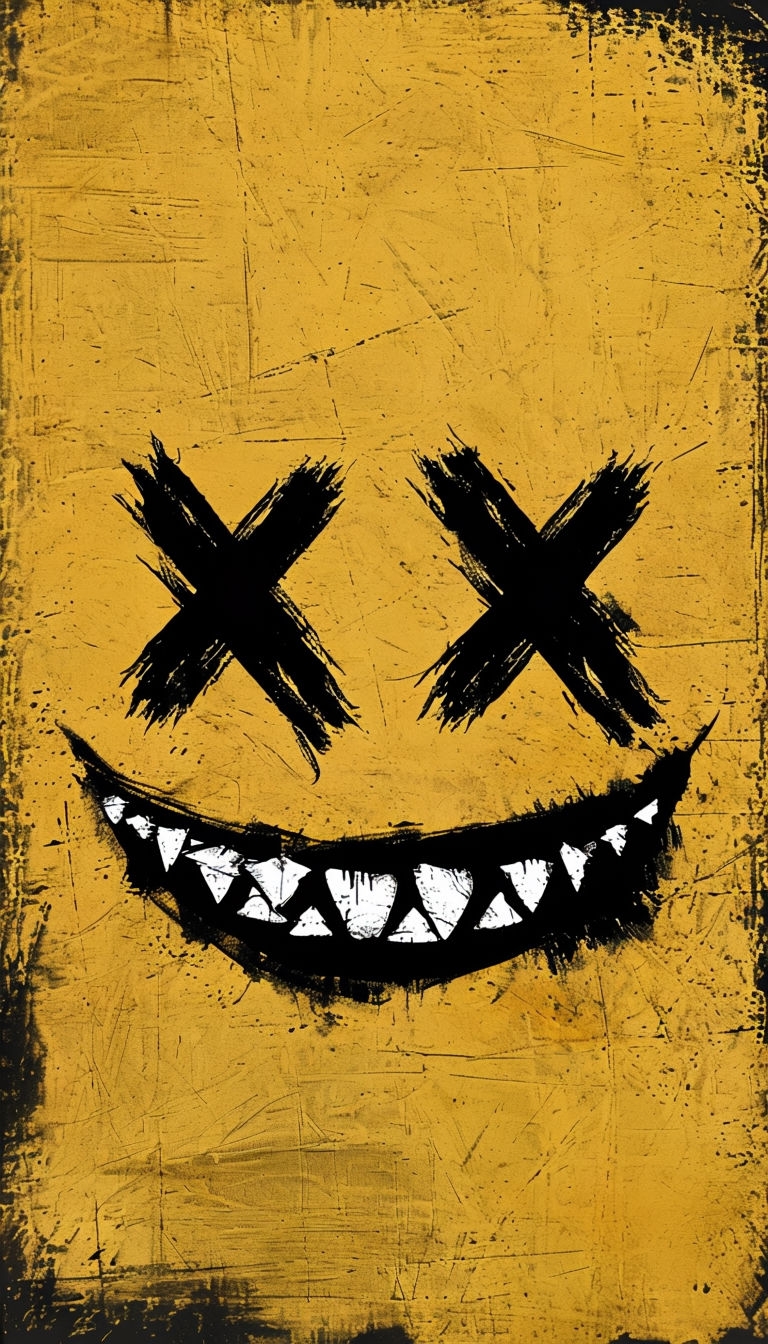 Sinister Smiling Face Grunge Illustration Phone Case Cover