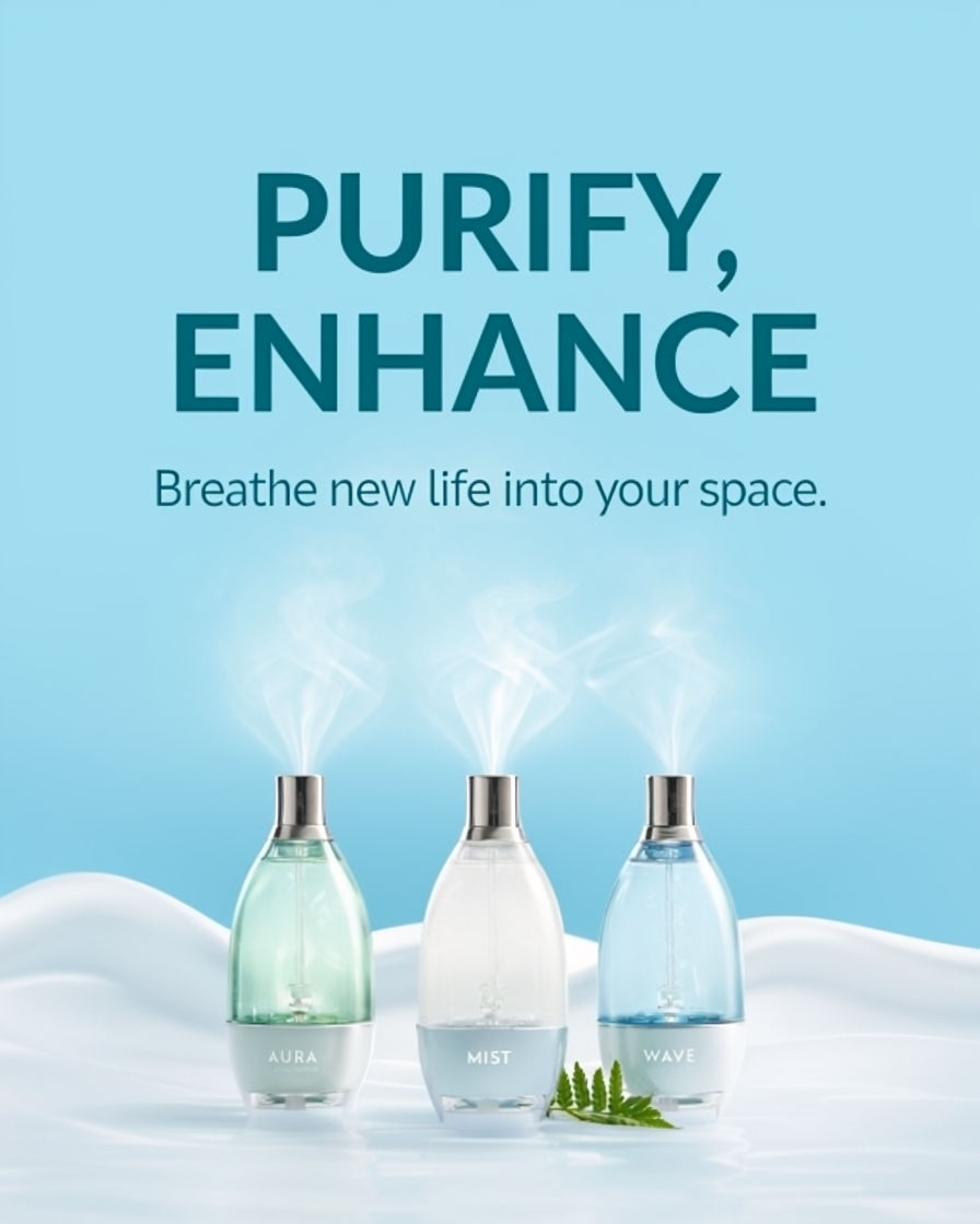 Modern Essential Oil Diffusers with Misty Vapors Advertisement