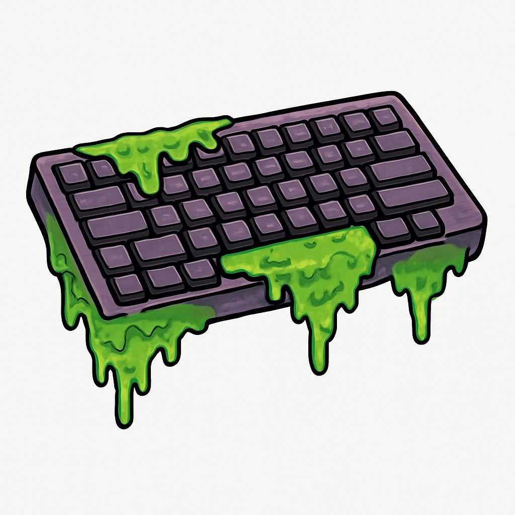 Melting Neon Green Dripping Keyboard Illustration Sticker