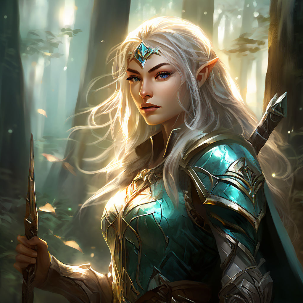 High elf female with shield and mace by serge van der meijs - Playground