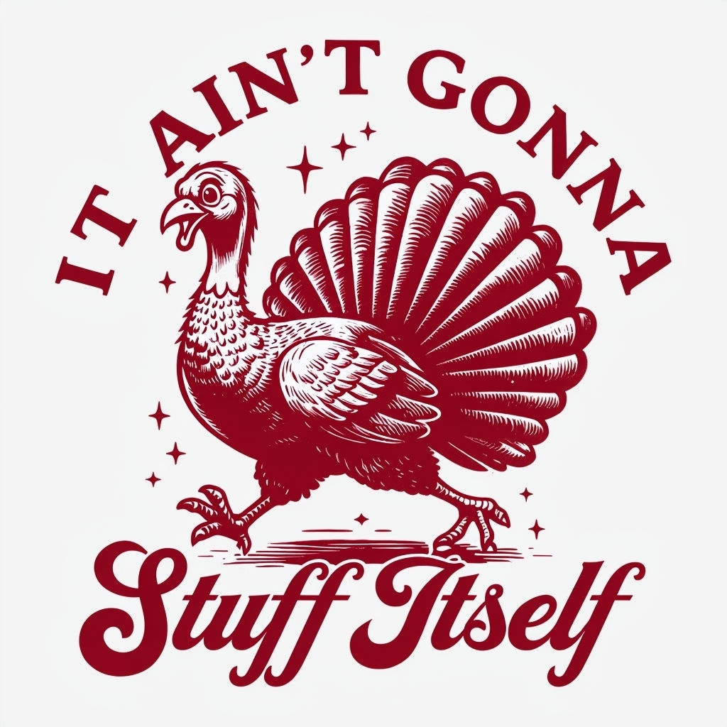 Funny Vintage Turkey Illustration with Humorous Text T-Shirt