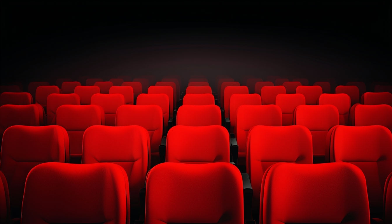Vibrant Red Theater Seats Illustration for Virtual Backgrounds