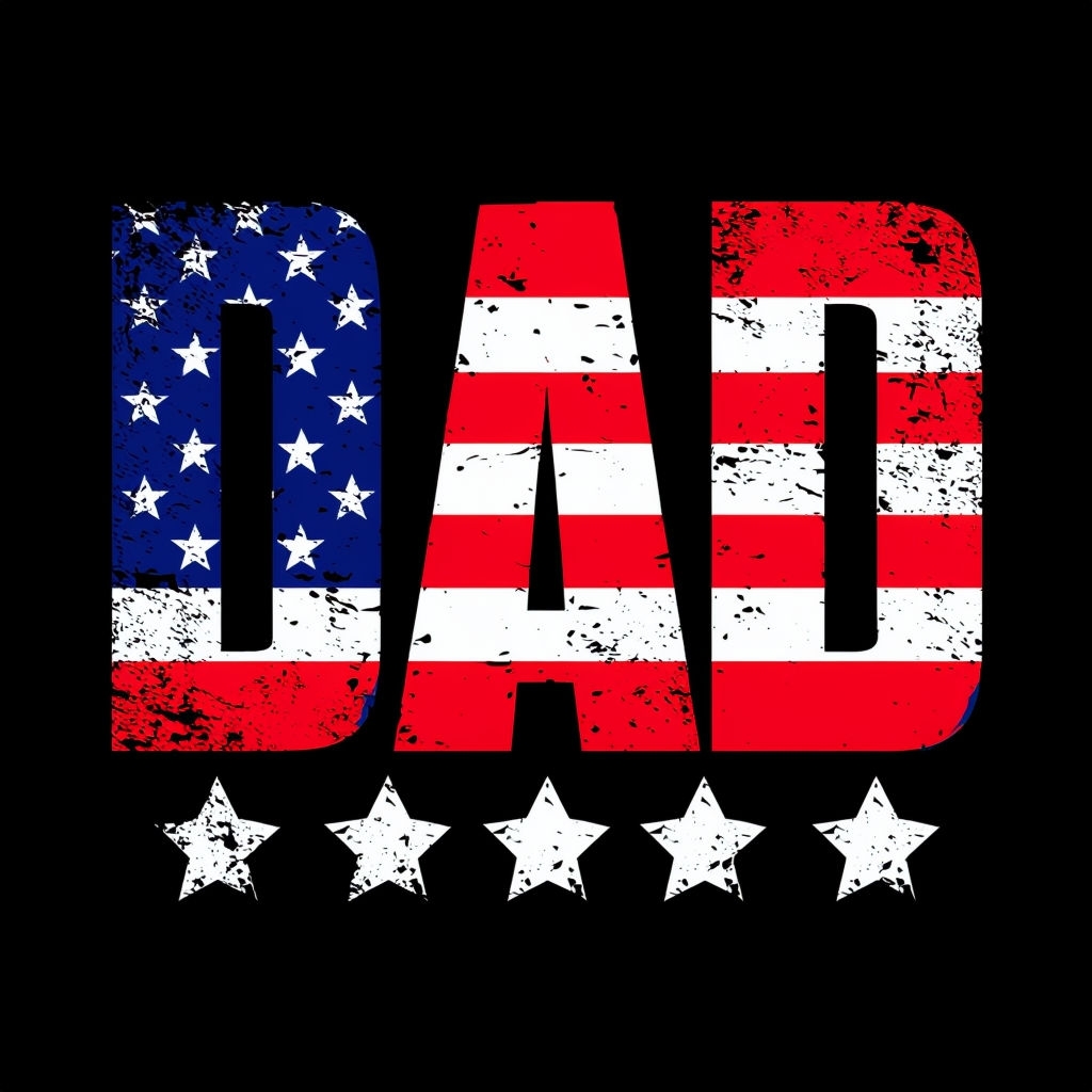 Patriotic Distressed DAD Graphic Design T-Shirt
