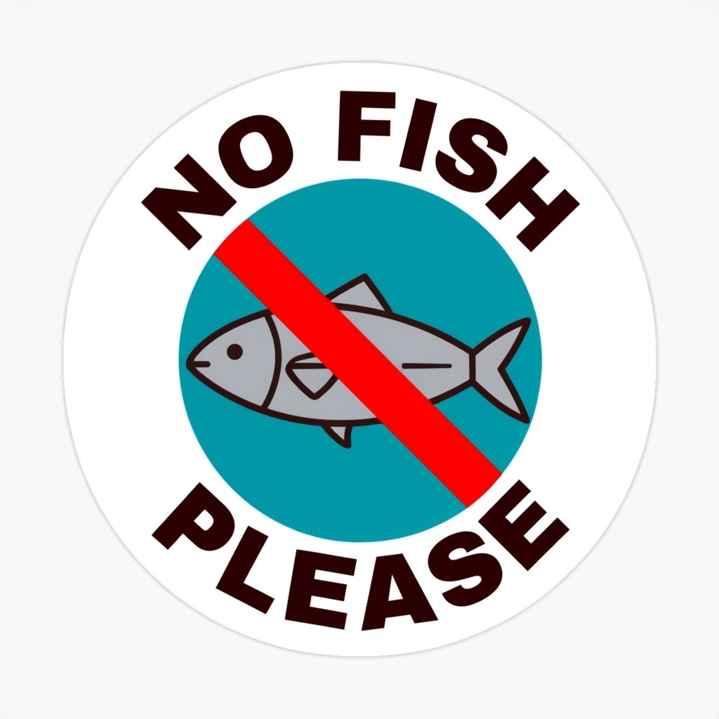 No Fish Please Cartoon Prohibition Sticker Design