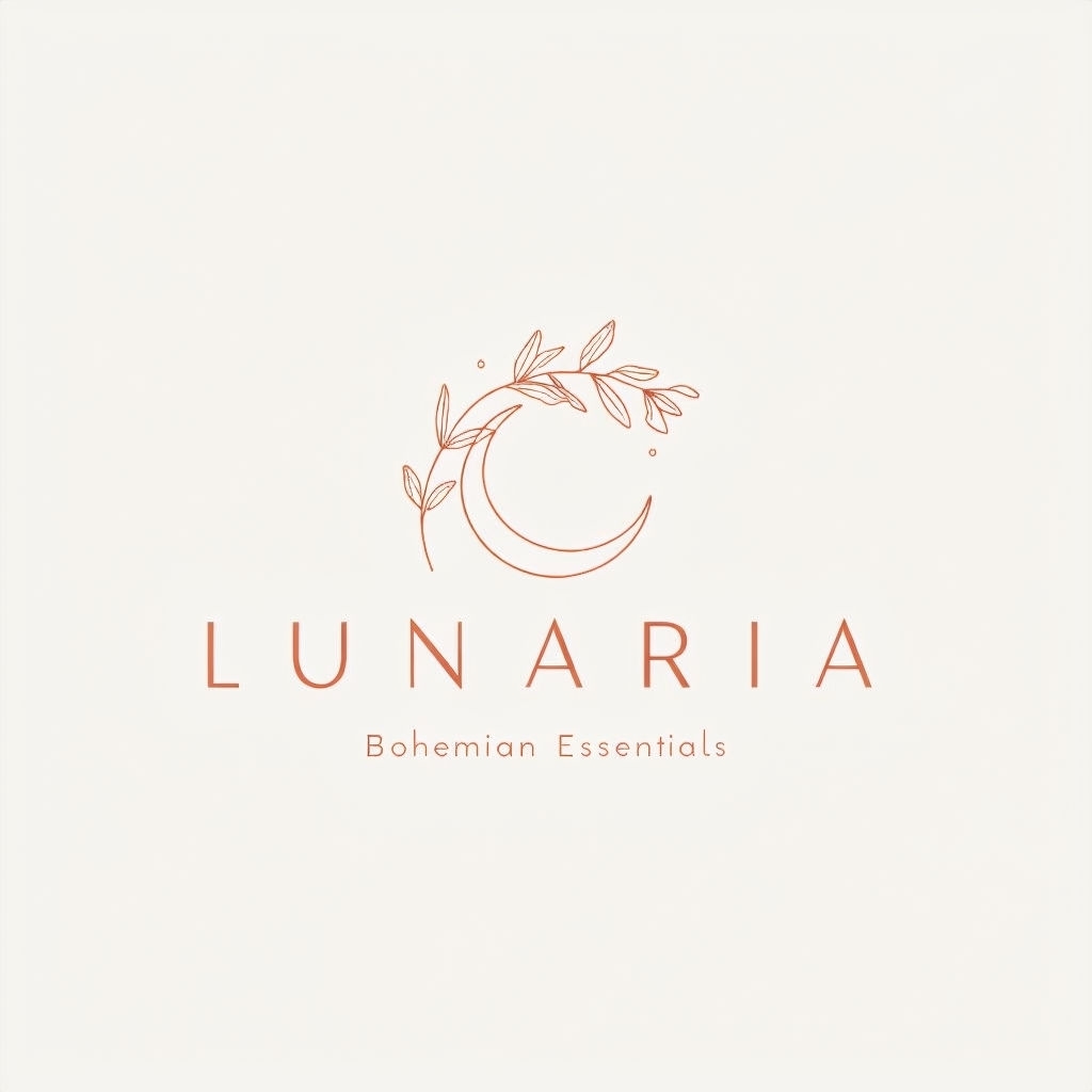 Minimalist Boho-Inspired Lunaria Boutique Logo Design for Branding Logo