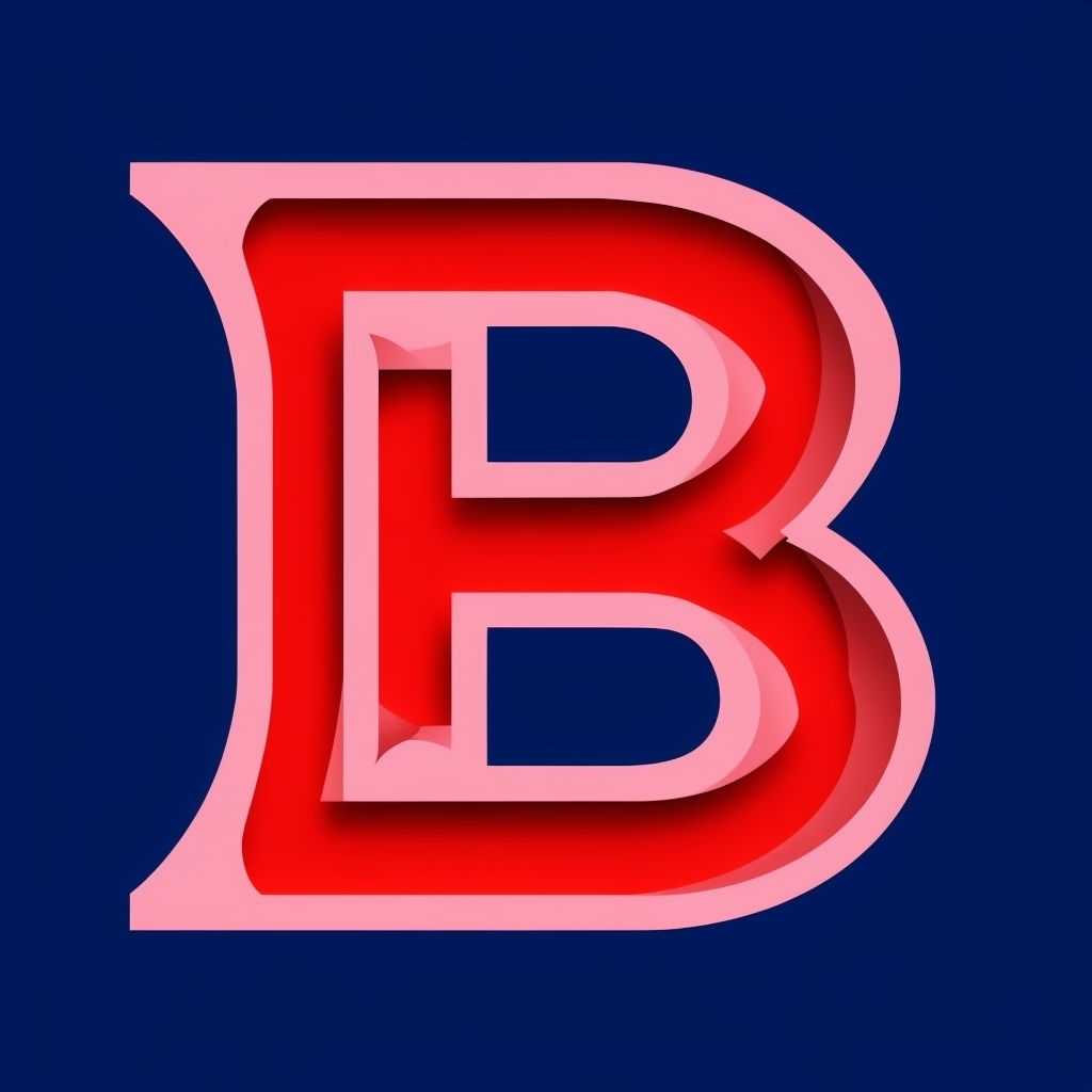 Bold Red and Pink Letter B Minimalist Artwork Monogram