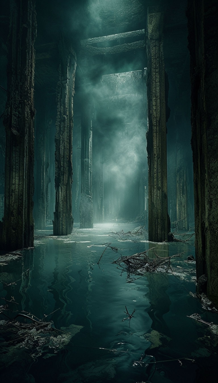 Eerie Underground Chamber with Mist and Dark Water Phone Case Cover