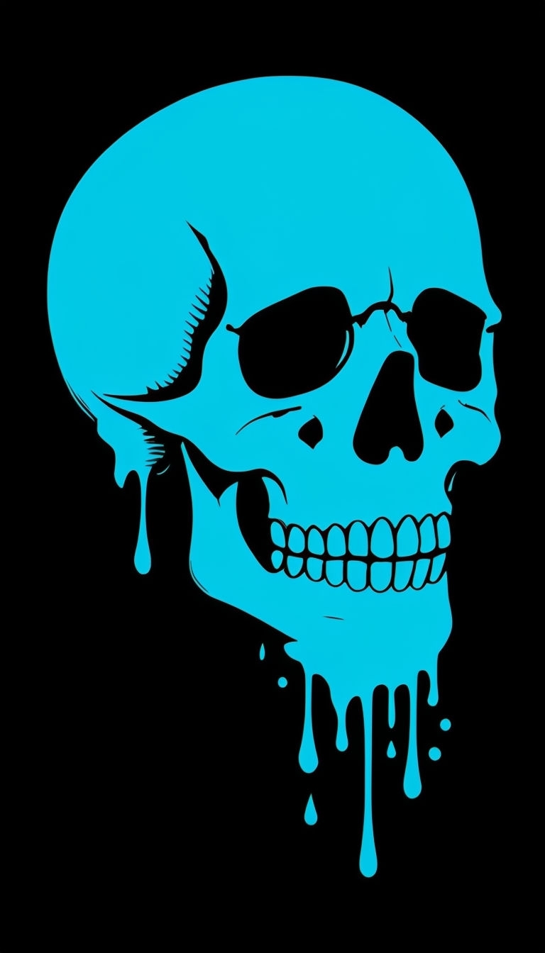 Electric Blue Skull Silhouette Minimalist Art Phone Case Cover