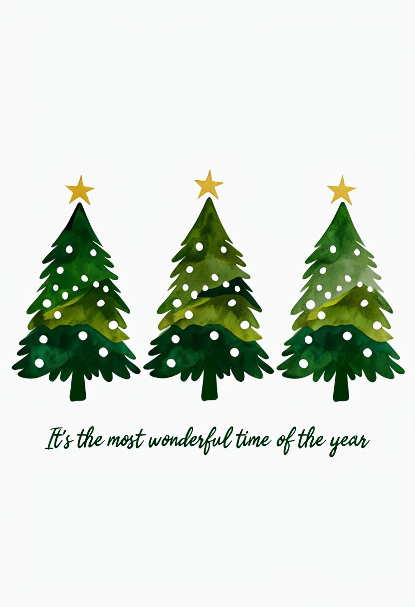 Minimalist Evergreen Trees Christmas Card Design for Holidays Card