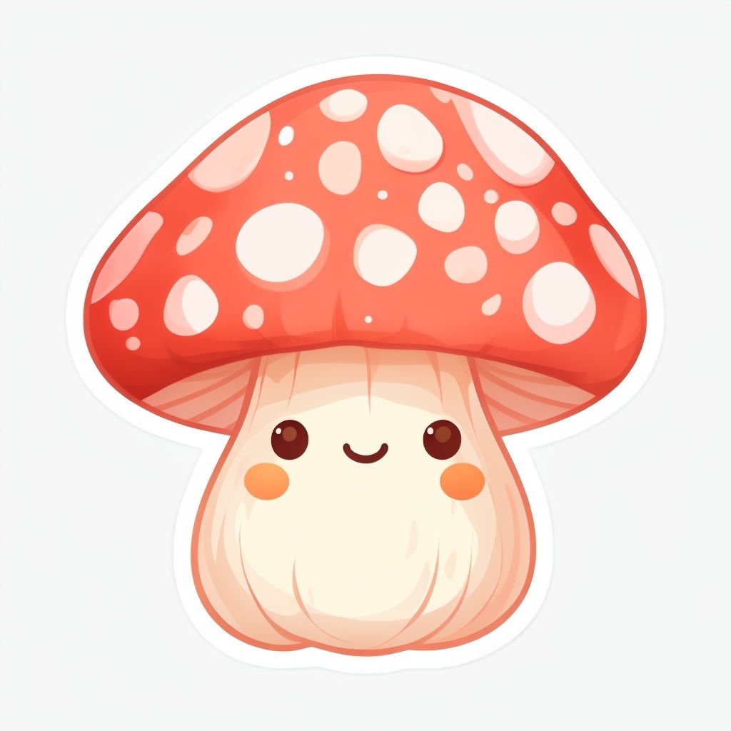 Adorable Kawaii Red Mushroom Character Illustration Sticker