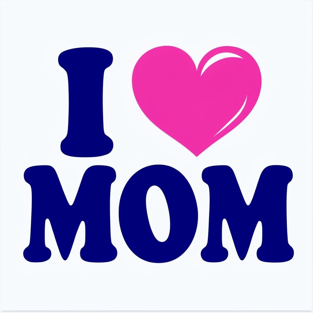I Love Mom Heartwarming Navy Blue and Pink Mug