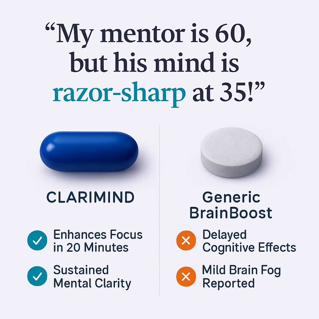 Humorous Clarimind vs Generic BrainBoost Infographic Ad