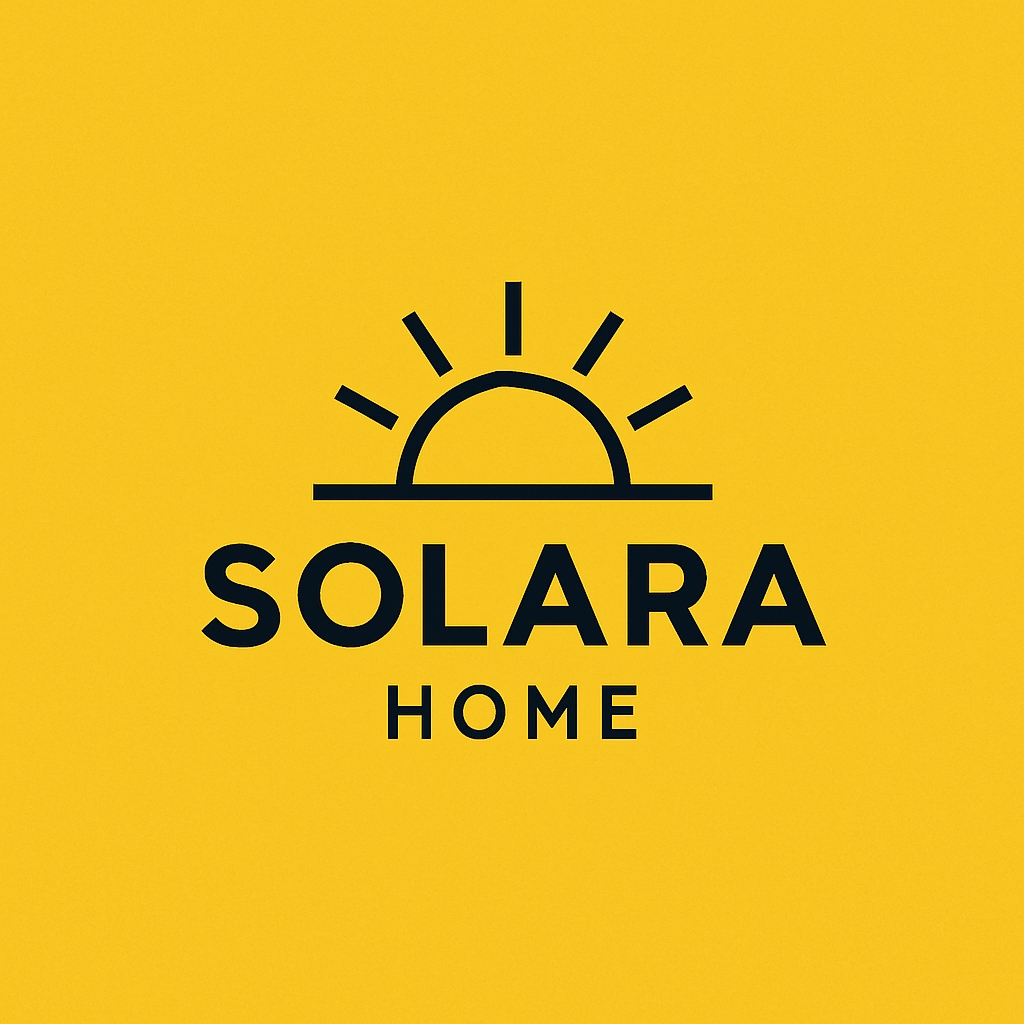 Minimalist Solara Home Logo with Radiating Sun Design