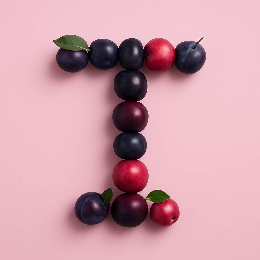 Minimalist Fruit Arrangement Letter T Photography Monogram