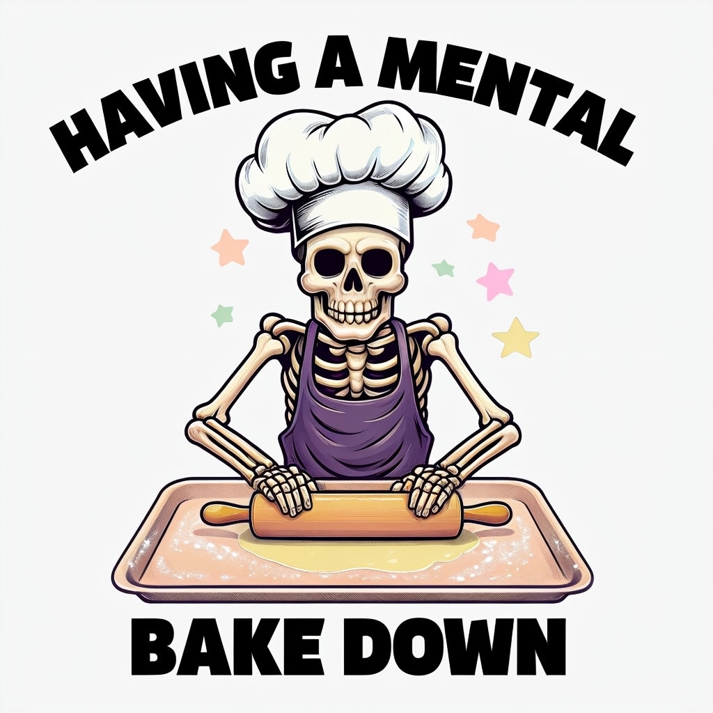 Humorous Skeleton Chef Baking Down T-Shirt