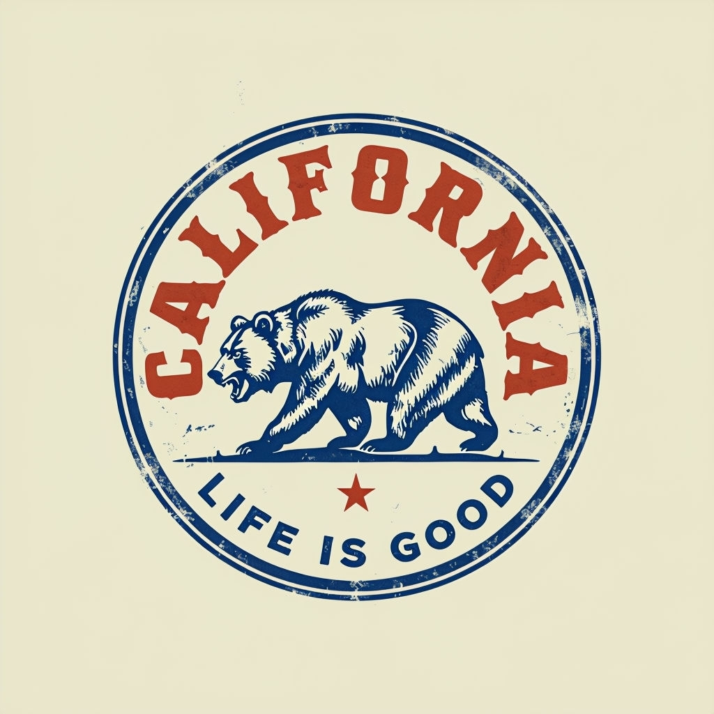 Vintage California Bear Life is Good Graphic T-Shirt