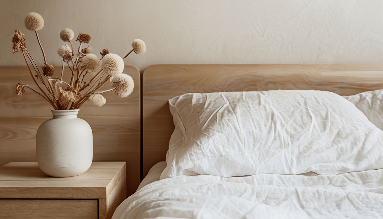Serene Minimalist Bedroom Scene with Natural Lighting Background