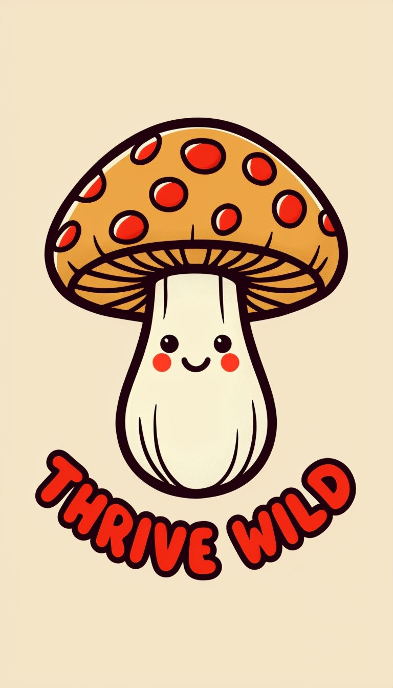 Cheerful Mushroom Character Thrive Wild Illustration Phone Case Cover