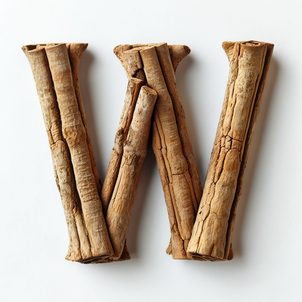 Cinnamon Stick Uppercase W Monogram with Textured Photography Monogram