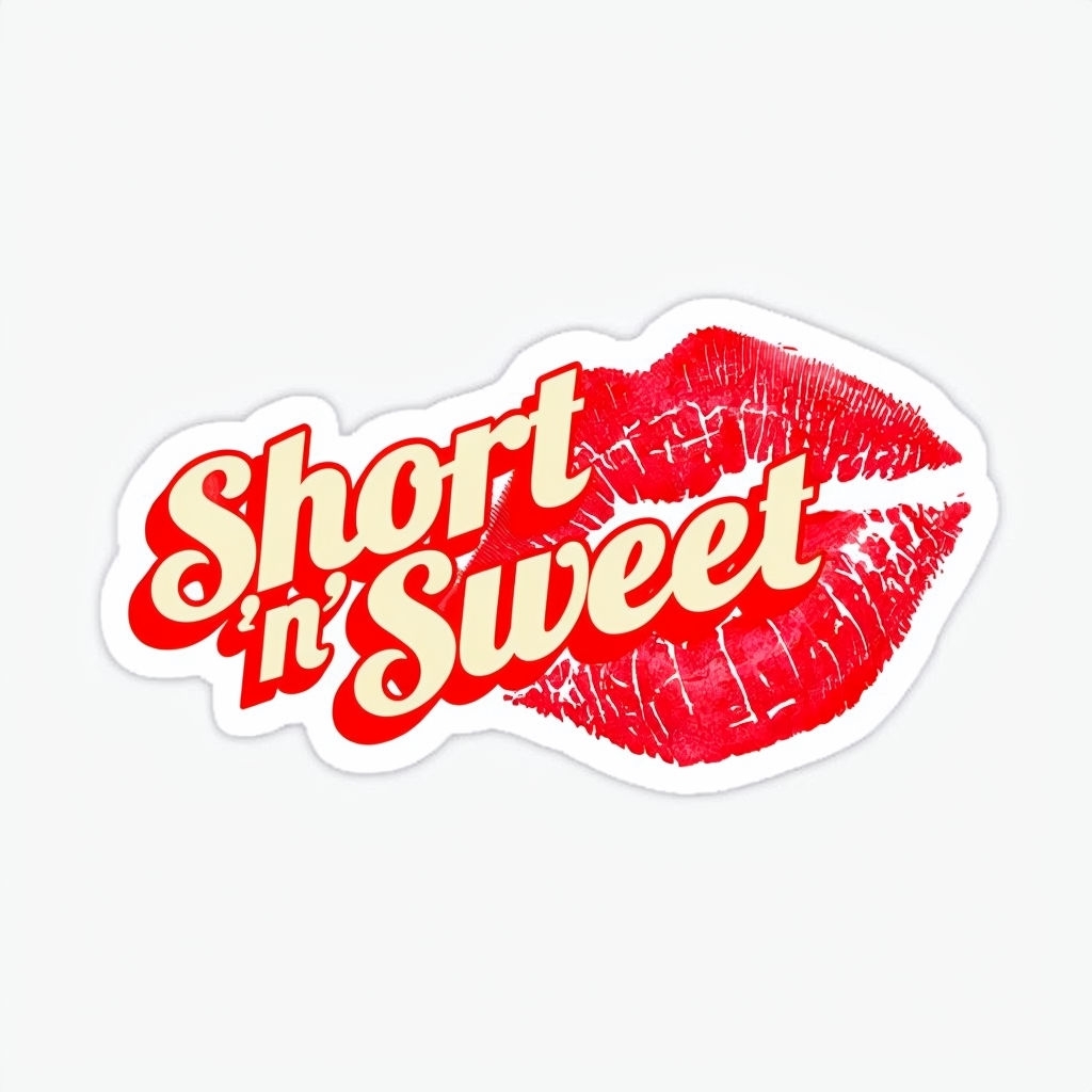 Short n' Sweet Retro Kiss Imprint Sticker