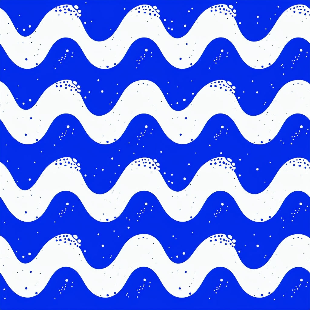Dynamic Blue and White Wavy Lines Seamless Pattern Design