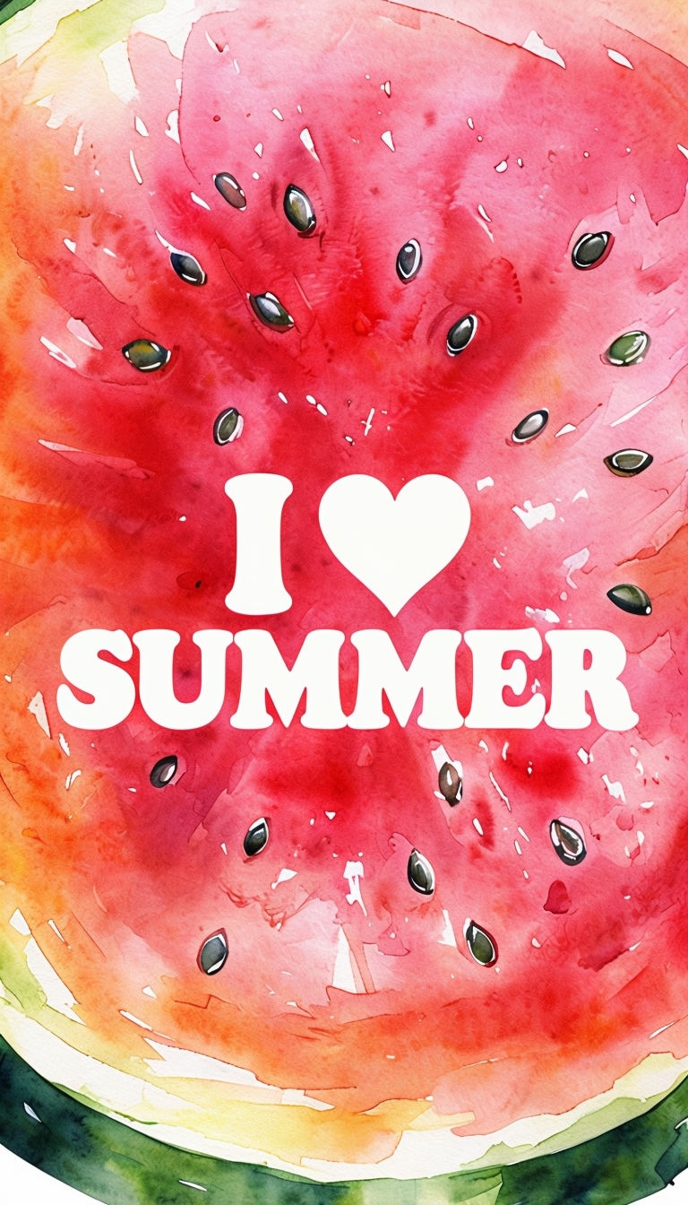 Vibrant Watermelon Slice Watercolor Design with Summer Text Phone Case Cover