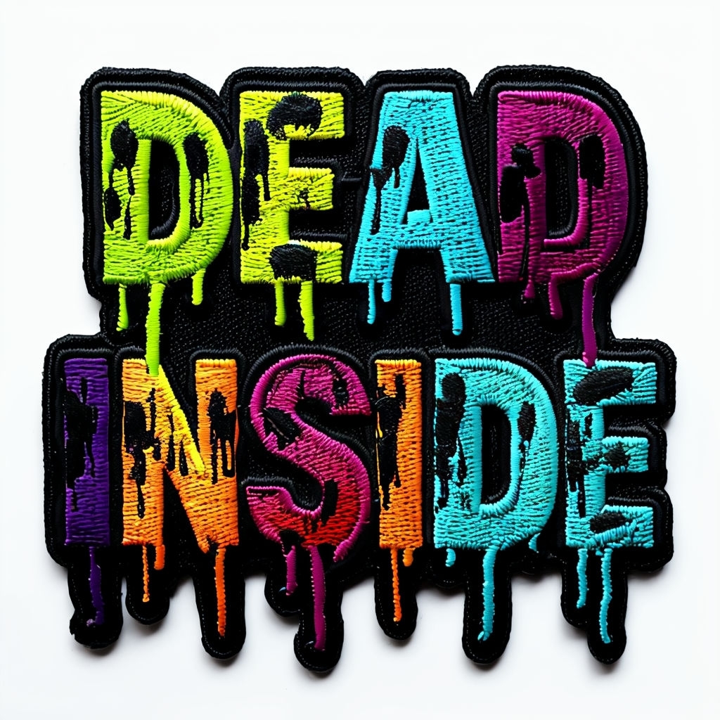 Vibrant Dead Inside Embroidered Patch Design for Hats