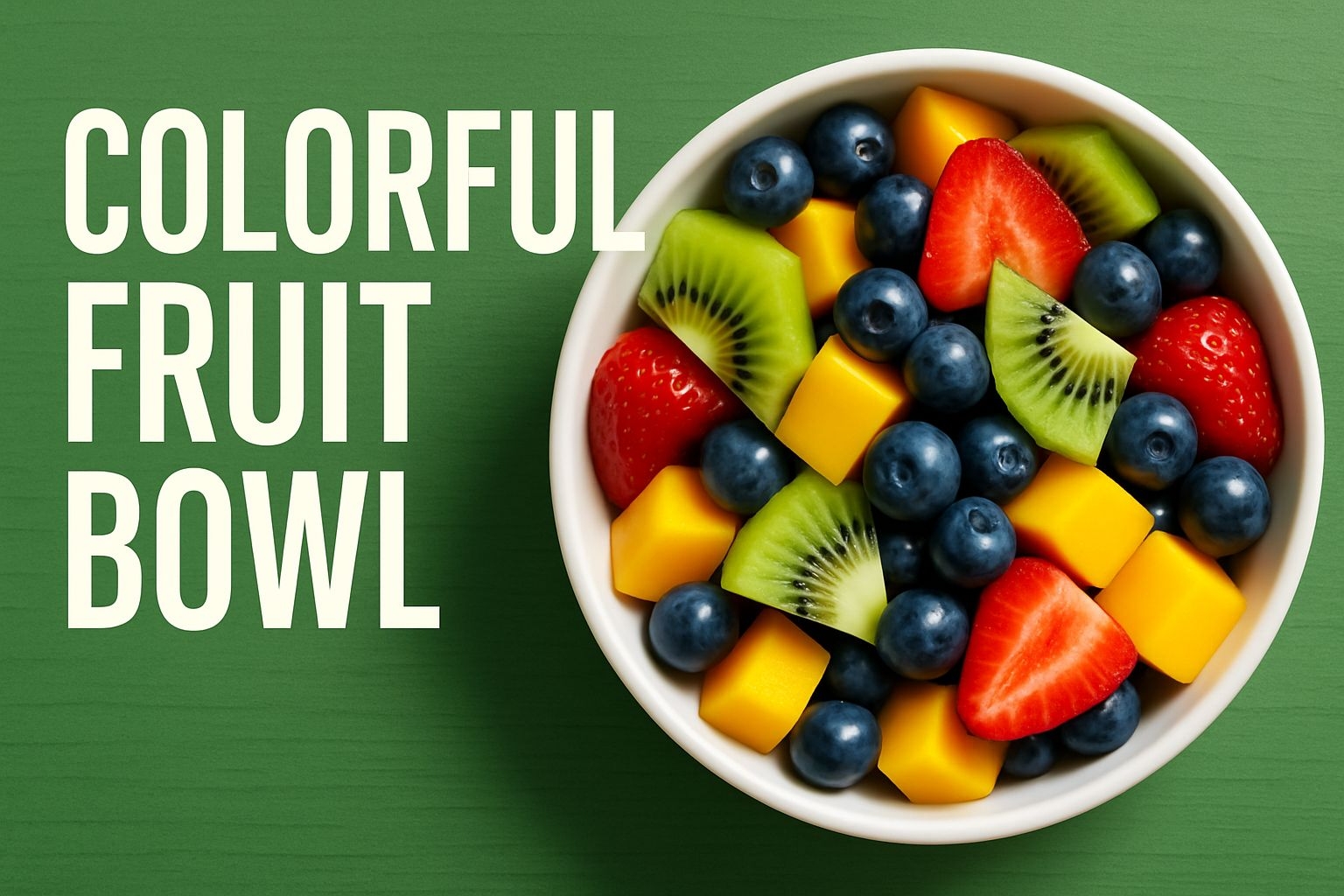Vibrant Colorful Fruit Bowl Arrangement for Healthy Eating Social Media Post