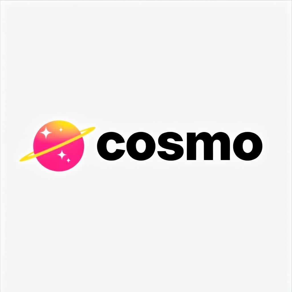 Vibrant Minimalist Cosmo Logo with Celestial Icon