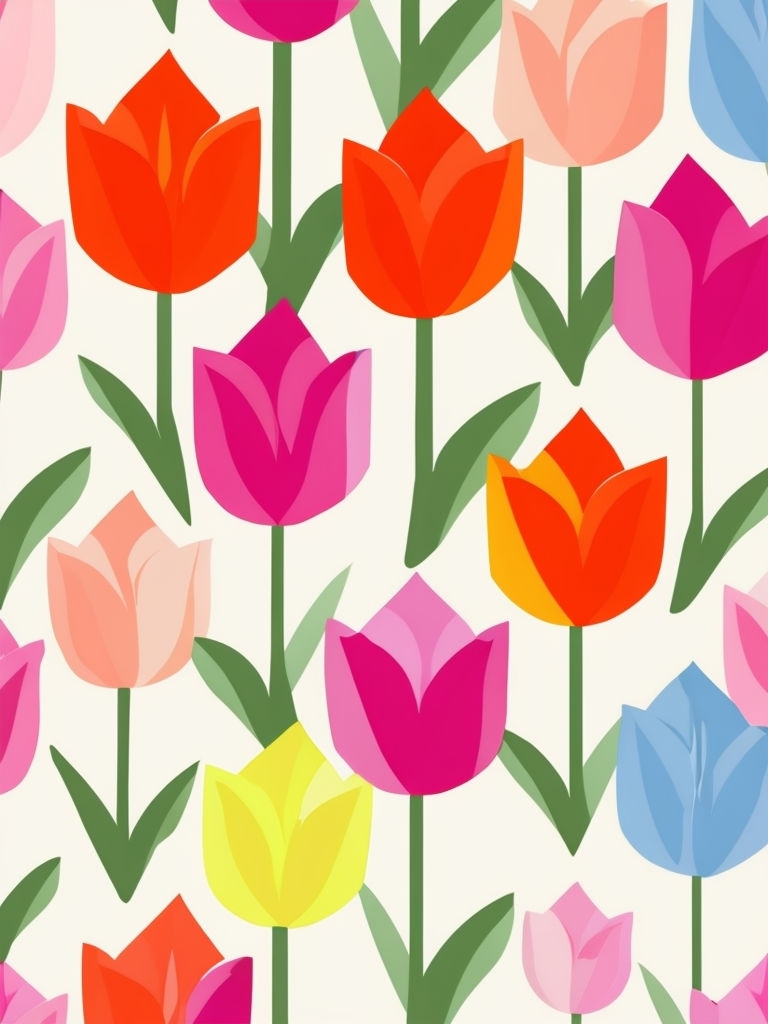 Vibrant Tulip Floral Pattern Phone Case Design for Springtime