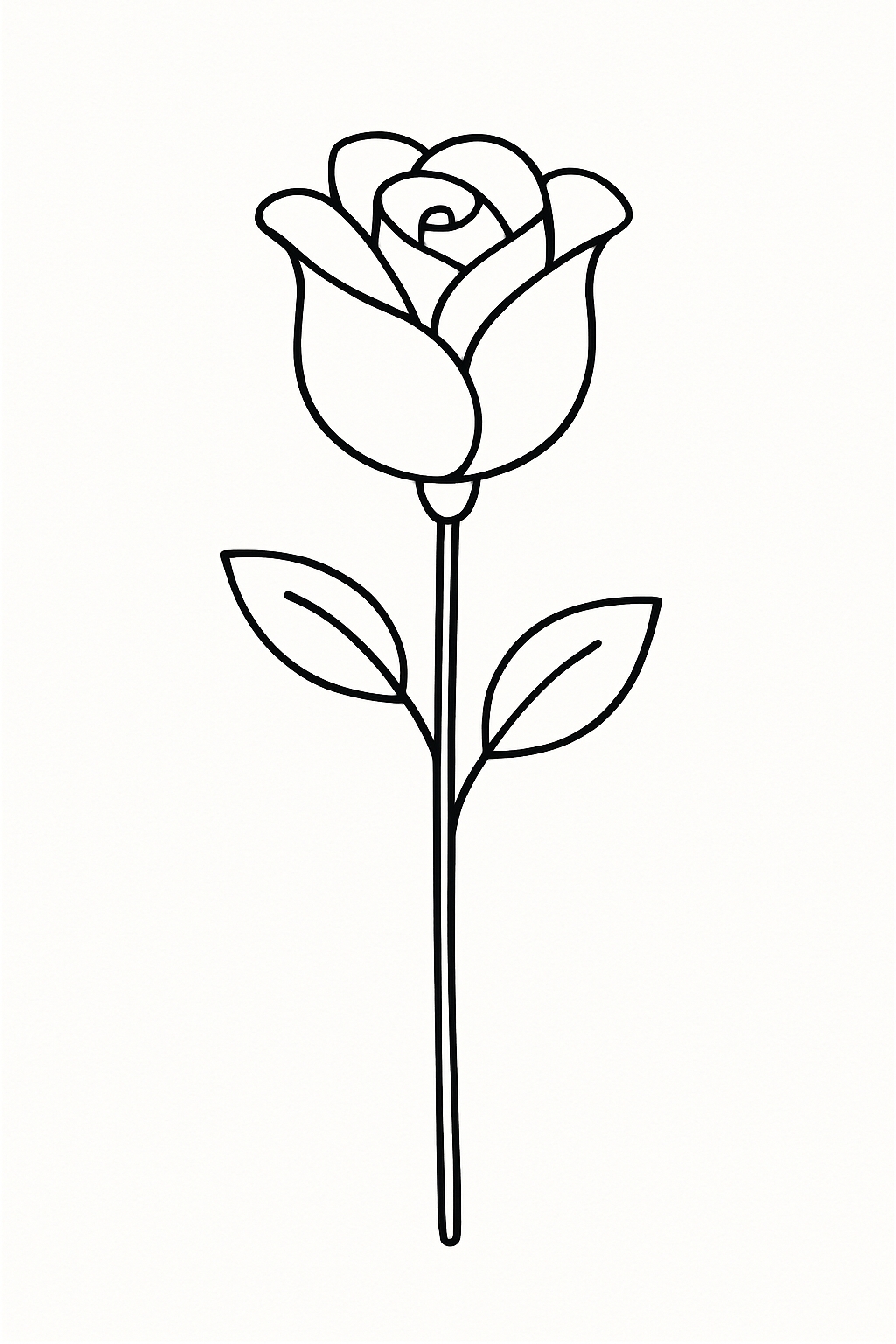 Elegant Minimalist Black Line Rose Illustration Coloring Book Pages