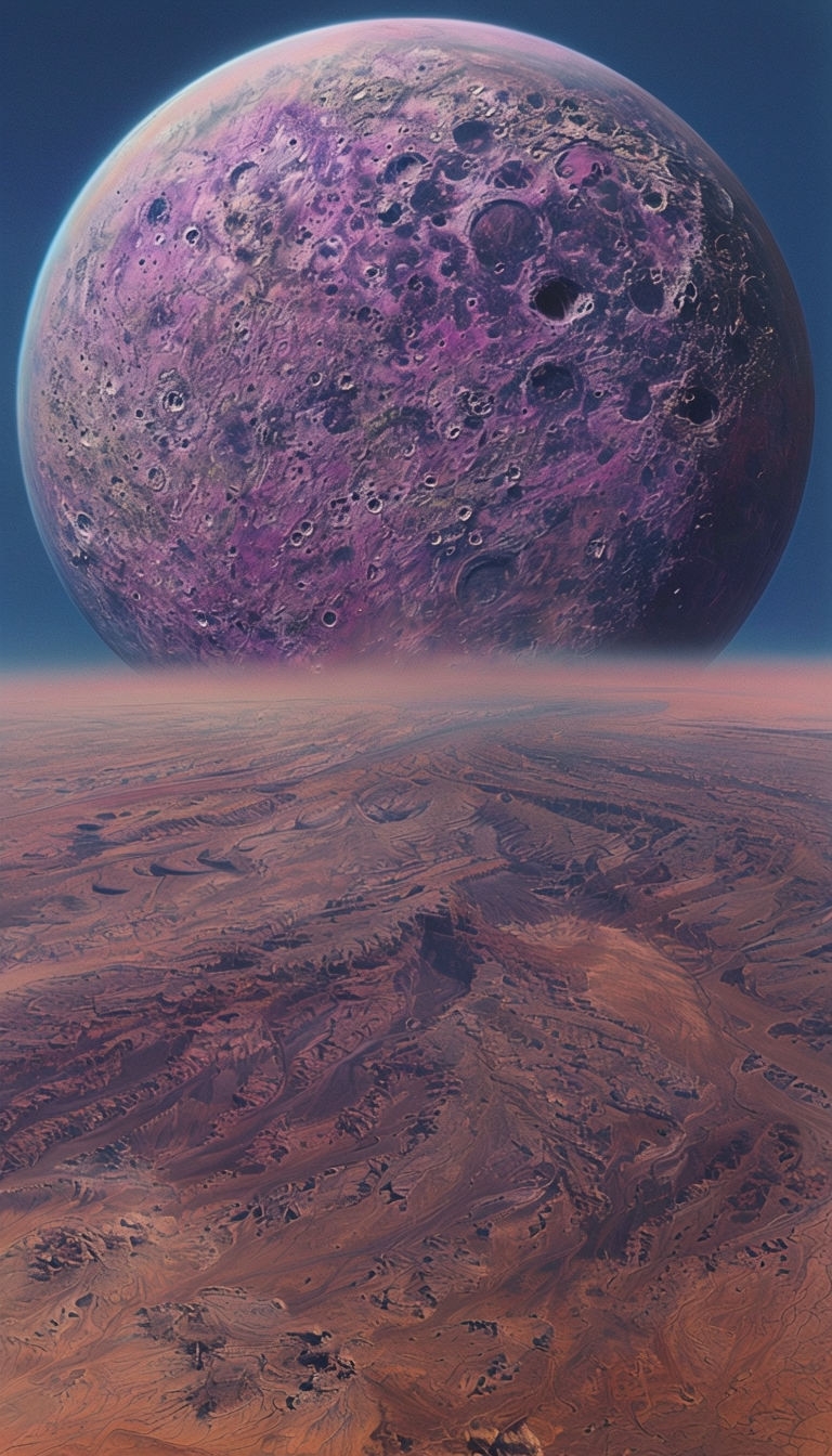 Surreal Planet Over Rugged Alien Landscape Mobile Wallpaper