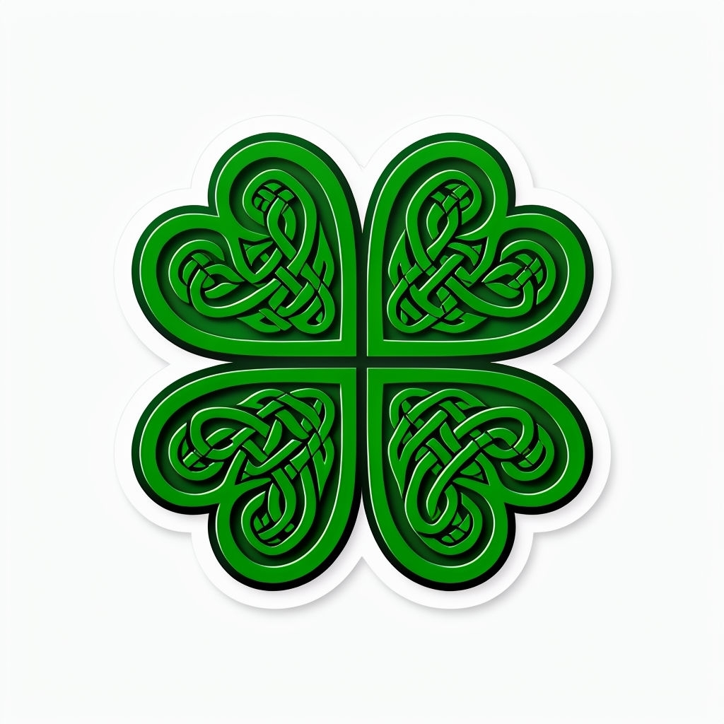 Intricate Celtic Knot Four-Leaf Clover Design Sticker