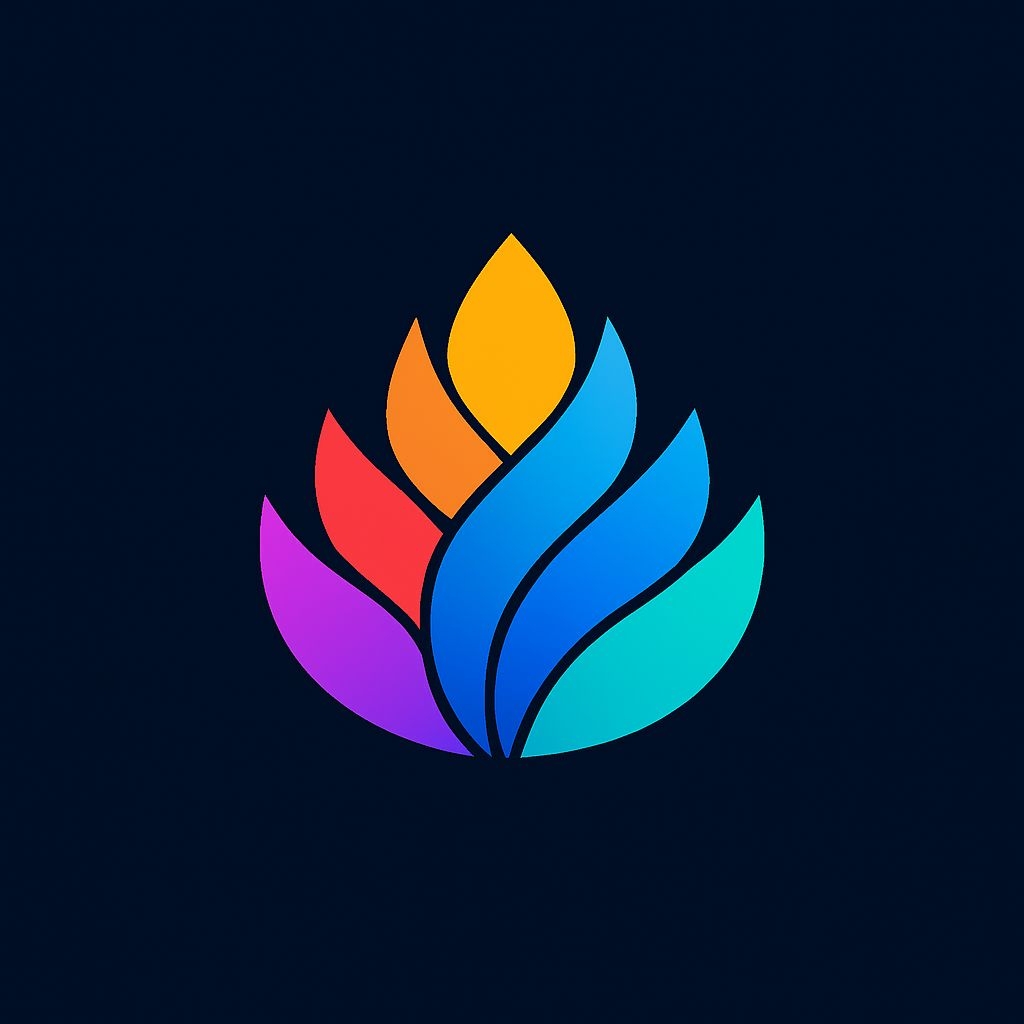 Vibrant Modern Abstract Flame Logo Design on Dark Background Logo