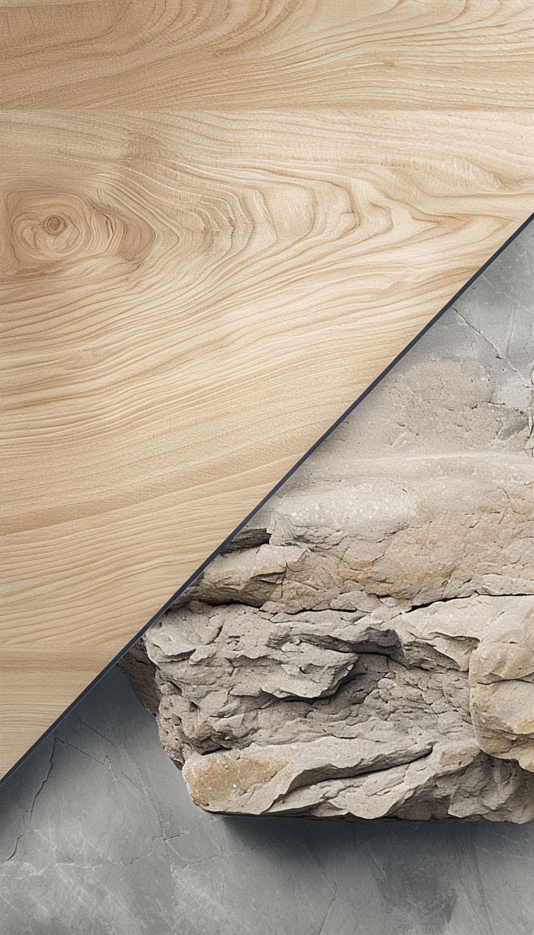 Minimalist Wood and Stone Abstract Texture Study Mobile Wallpaper