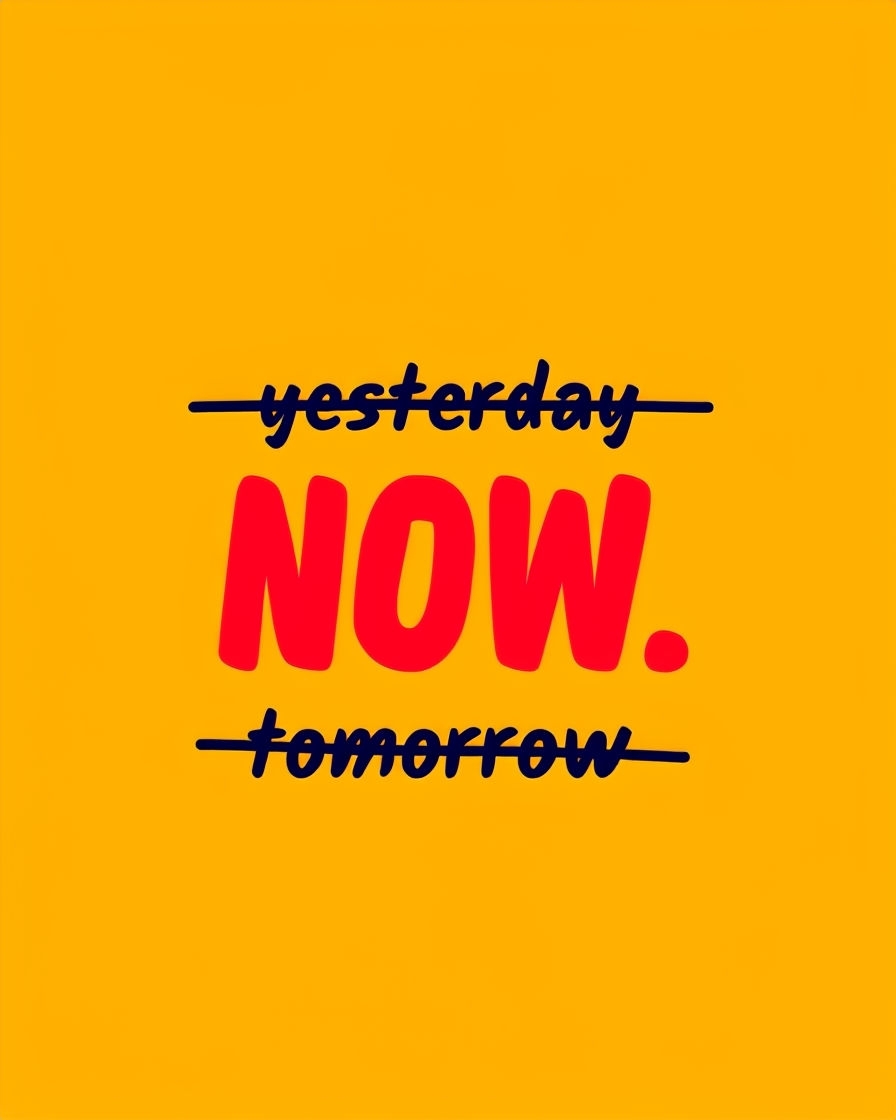 Motivational Minimalist Design with "Yesterday" and "Now" T-shirt